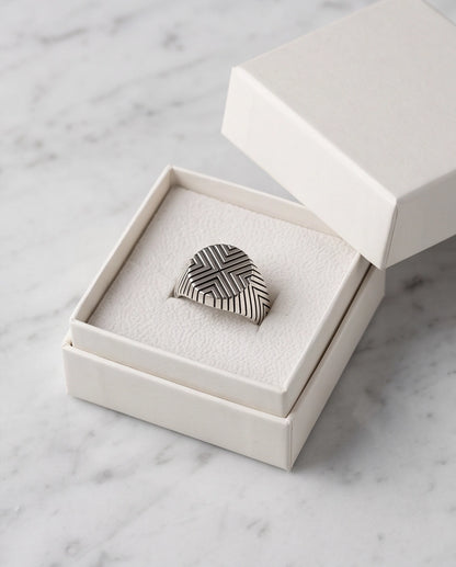 Geometric Chevron Signet Ring