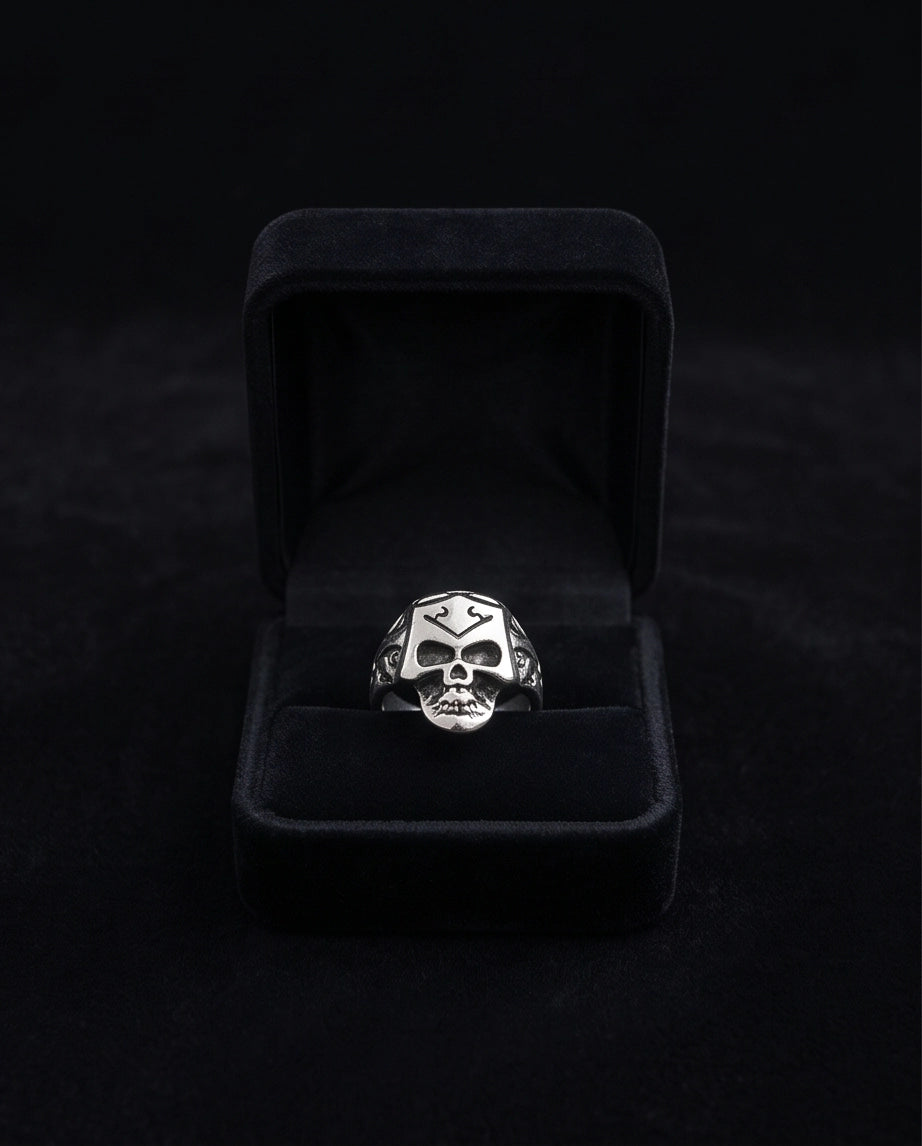Crowned Tribal Filigree Skull Ring