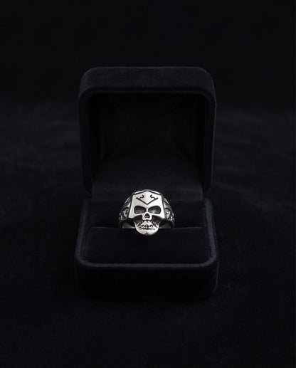 Crowned Tribal Filigree Skull Ring