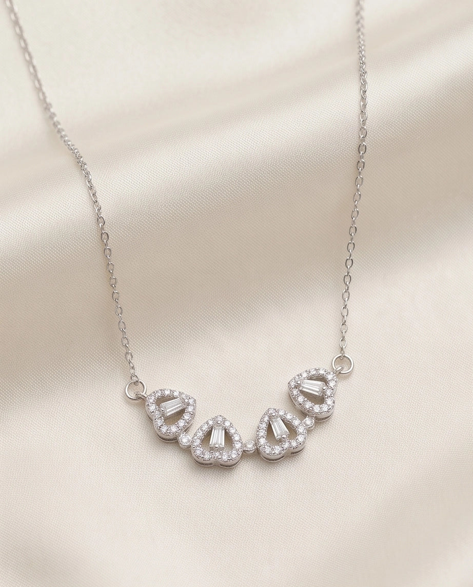 Silver Convertible 2-in-1 Heart Clover Necklace