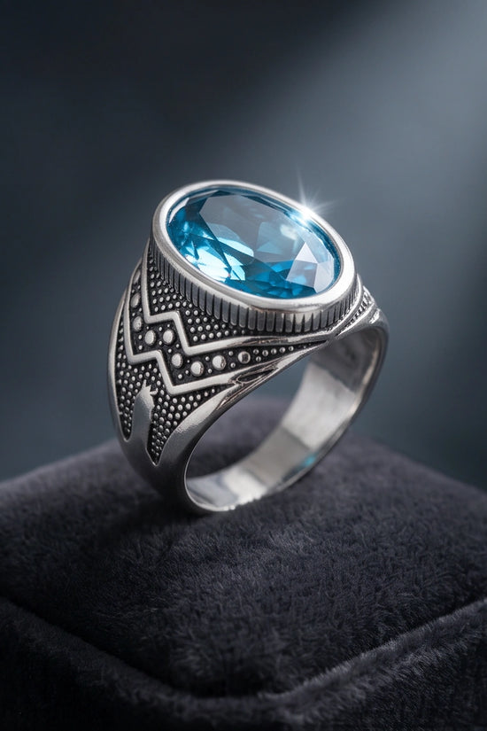 Imperial Teal Tourmaline Signet Ring