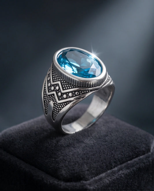 Imperial Teal Tourmaline Signet Ring