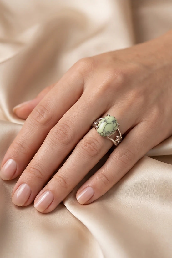 Earthy Mint Leaf Statement Ring