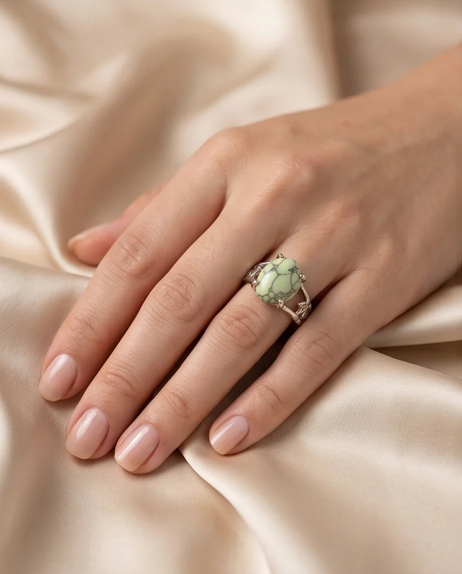 Earthy Mint Leaf Statement Ring