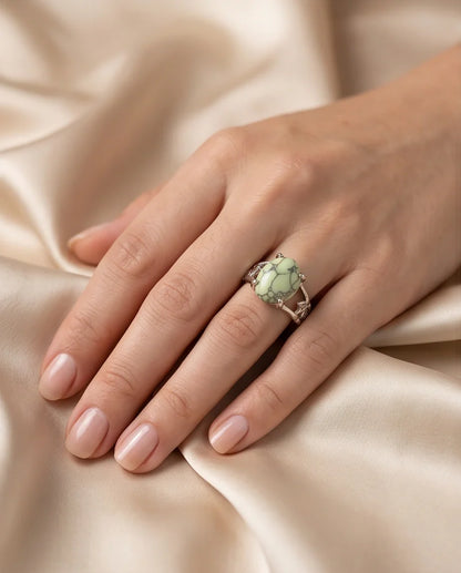 Earthy Mint Leaf Statement Ring