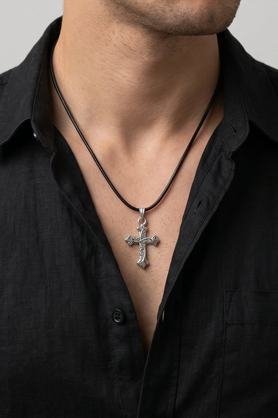 Silver Ornate Filigree Cross Necklace