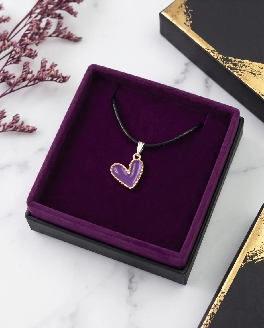 Whimsical Purple Heart Pendant