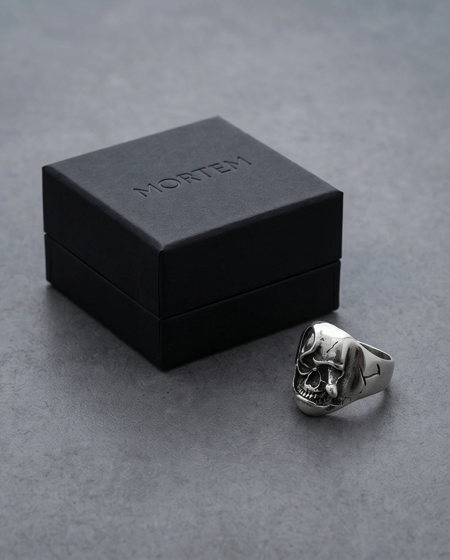 Gothic Sterling Silver Melted Skull Signet Ring