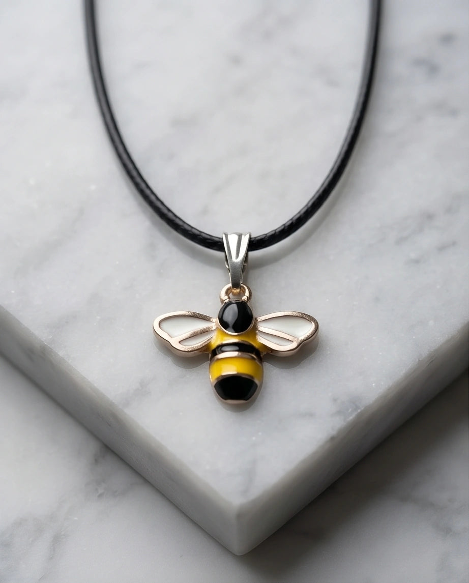 Golden Honeybee Pendant Necklace