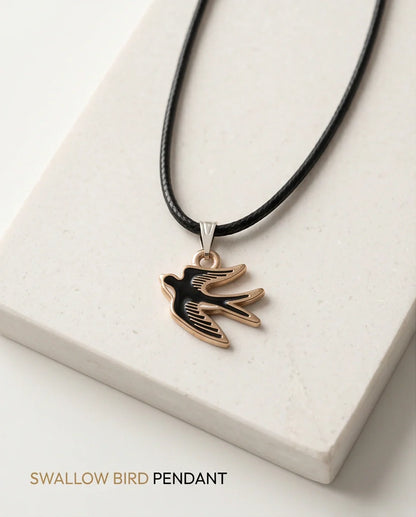 Gold and Black Soaring Swallow Necklace