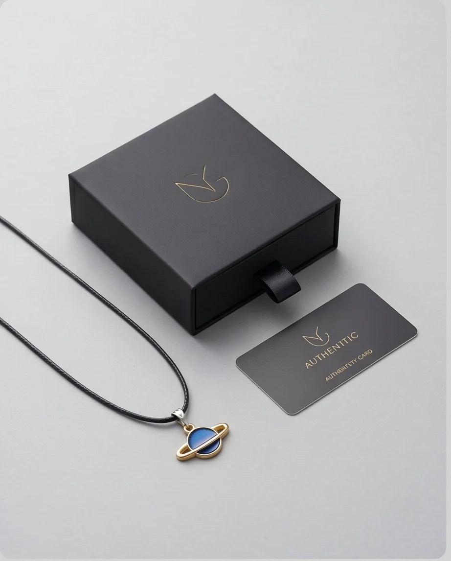 Vibrant Blue Saturn Planet Pendant