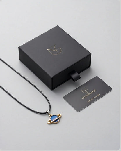 Vibrant Blue Saturn Planet Pendant