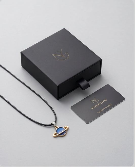 Vibrant Blue Saturn Planet Pendant
