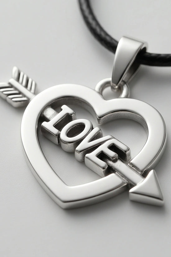 The Pierced Heart: Minimalist "LOVE" Arrow Pendant Necklace