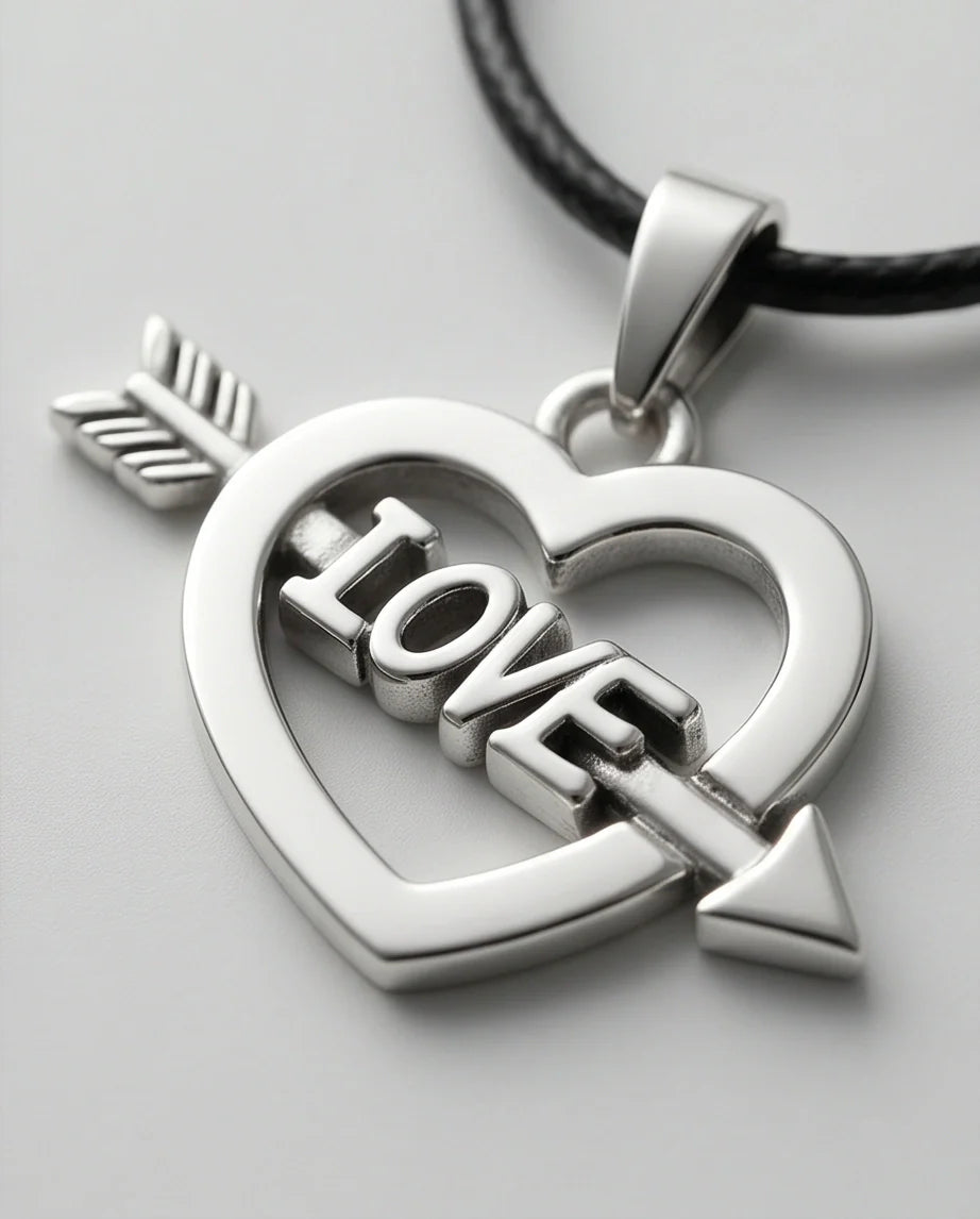 The Pierced Heart: Minimalist "LOVE" Arrow Pendant Necklace