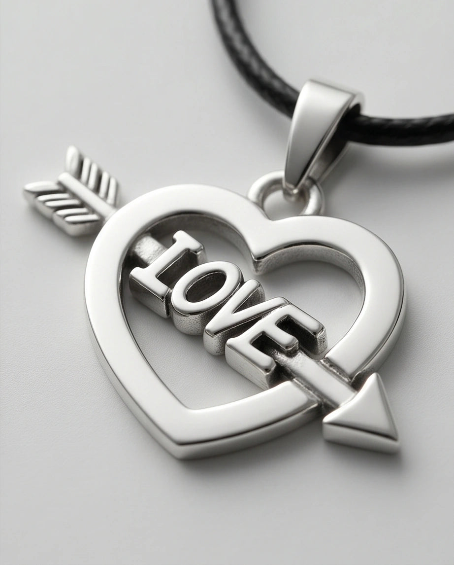 The Pierced Heart: Minimalist "LOVE" Arrow Pendant Necklace