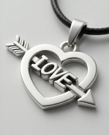 The Pierced Heart: Minimalist "LOVE" Arrow Pendant Necklace