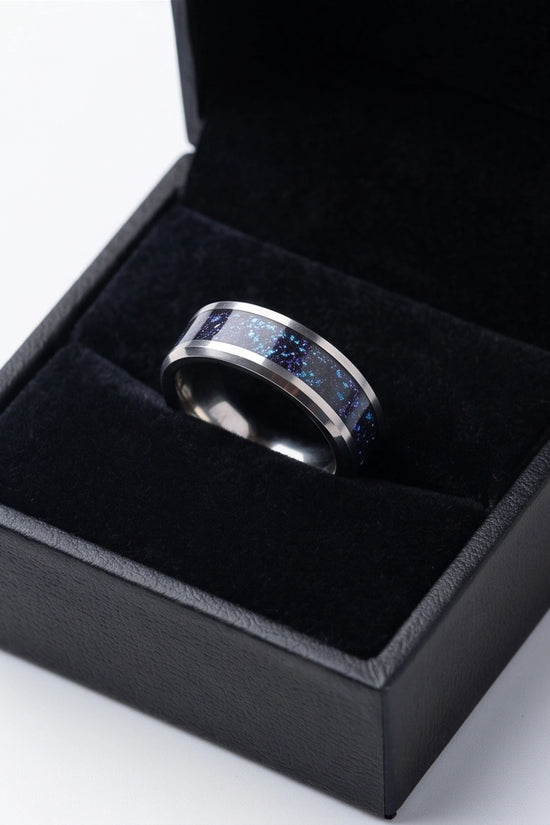 Nebula Opal Inlay Silver Band Ring