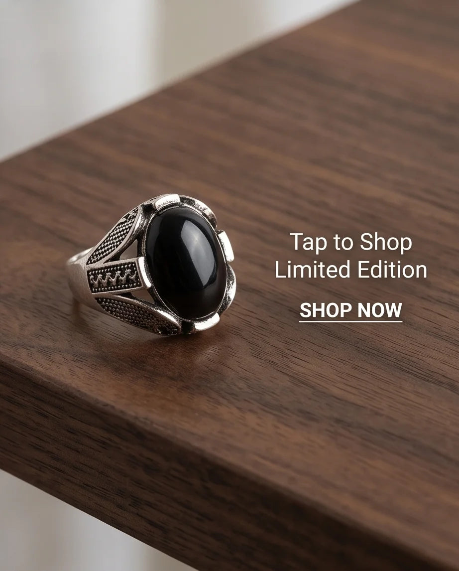 Obsidian Eclipse Stippled Signet Ring