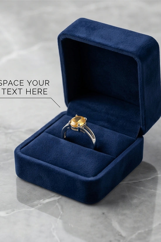 Sterling Silver Oval-Cut Split Shank Yellow Citrine Ring