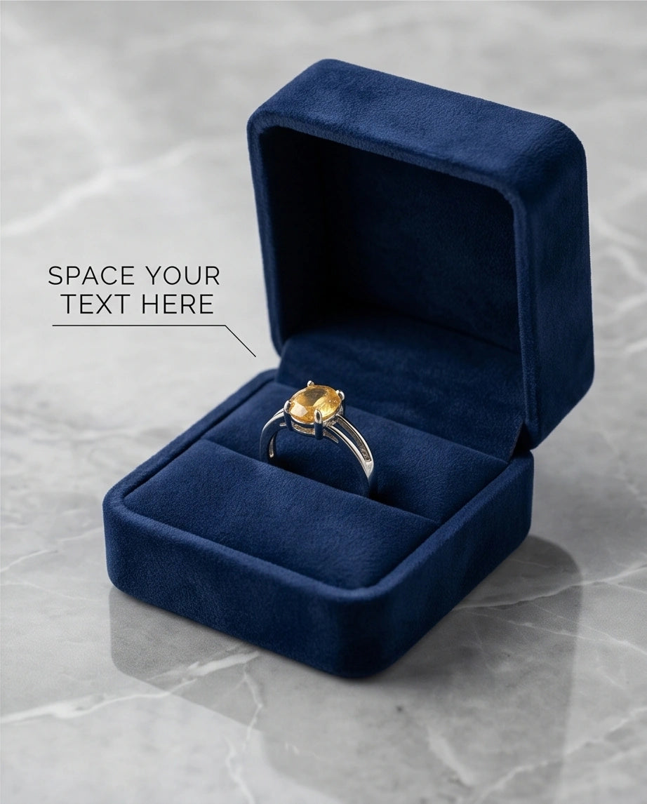 Sterling Silver Oval-Cut Split Shank Yellow Citrine Ring