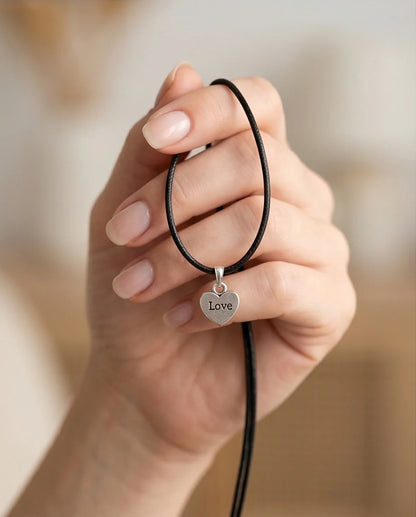 Silver Engraved Love Heart Necklace