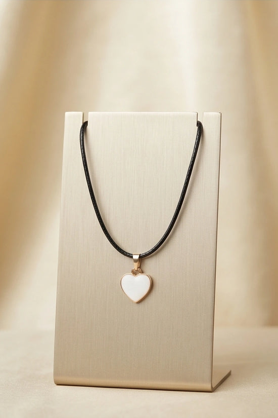 Gold and White Classic Heart Necklace