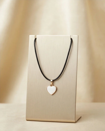 Gold and White Classic Heart Necklace
