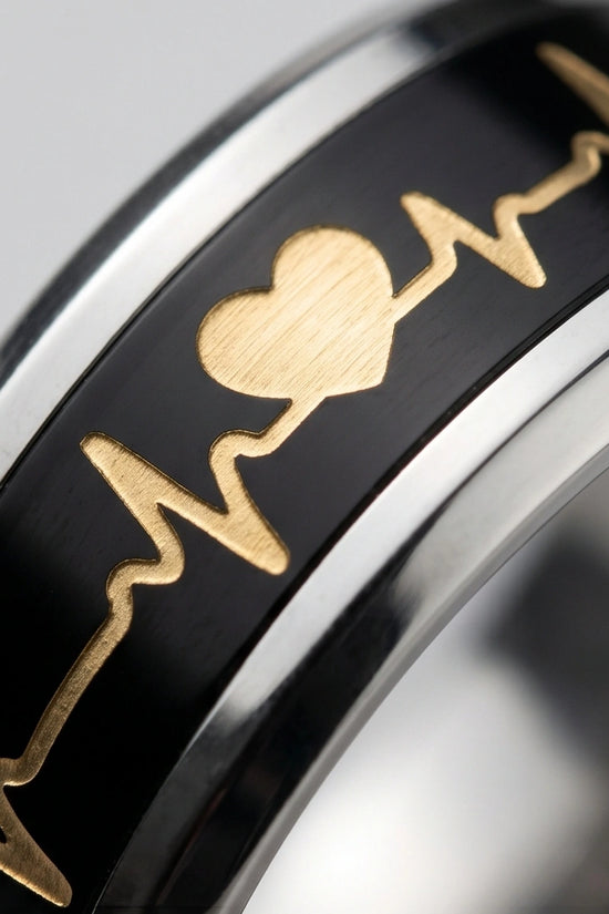Romantic Gold Heartbeat Band Ring
