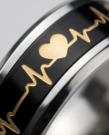 Romantic Gold Heartbeat Band Ring
