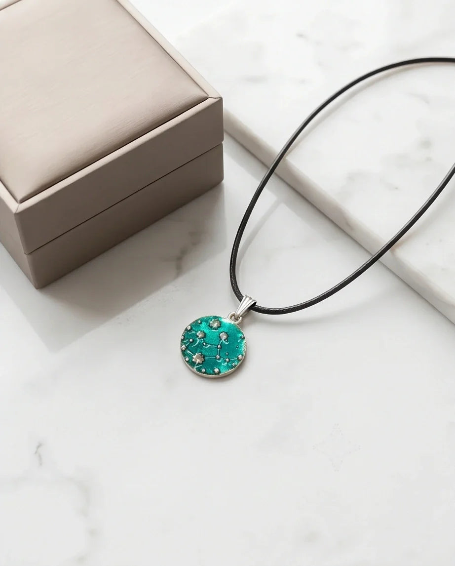 Teal Constellation Galaxy Pendant