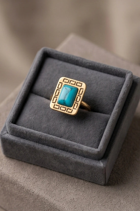 Golden Grecian Turquoise Signet Ring