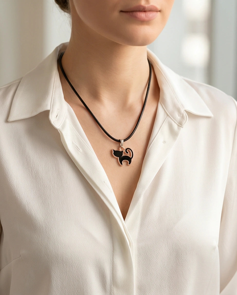 Gold Elegant Sitting Cat Necklace