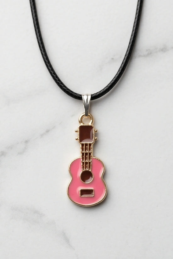 Gold and Pink Acoustic Guitar Necklace
