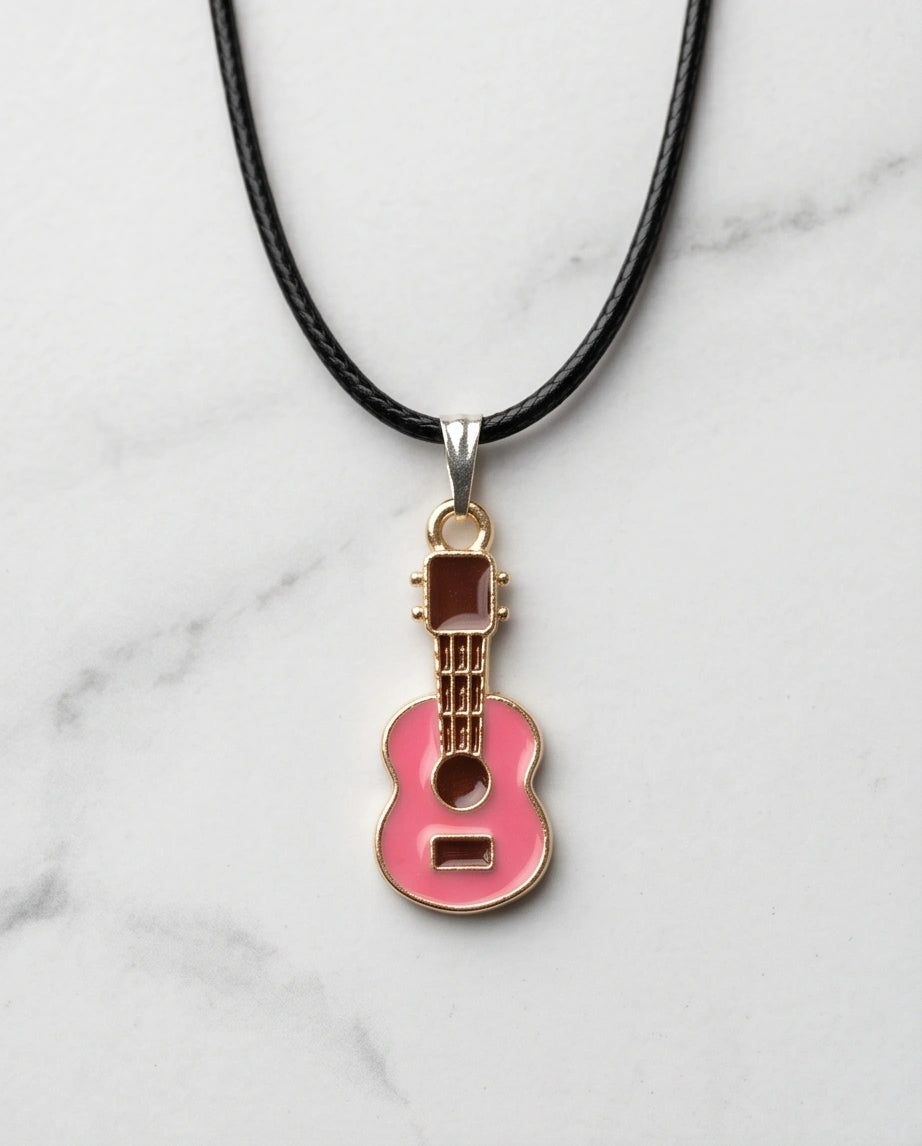 Gold and Pink Acoustic Guitar Necklace