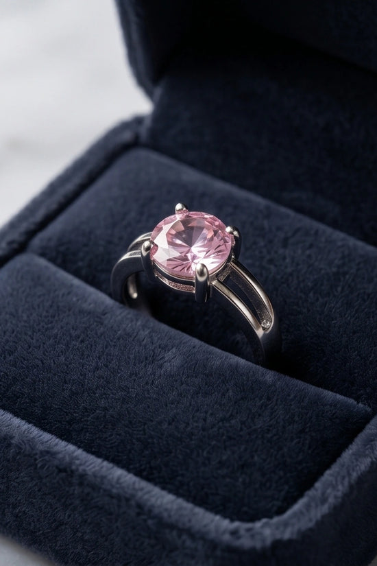 Sterling Silver Round-Cut Split Shank Pink Topaz Ring