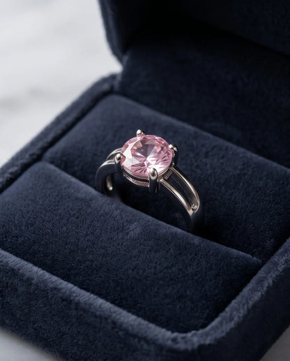 Sterling Silver Round-Cut Split Shank Pink Topaz Ring