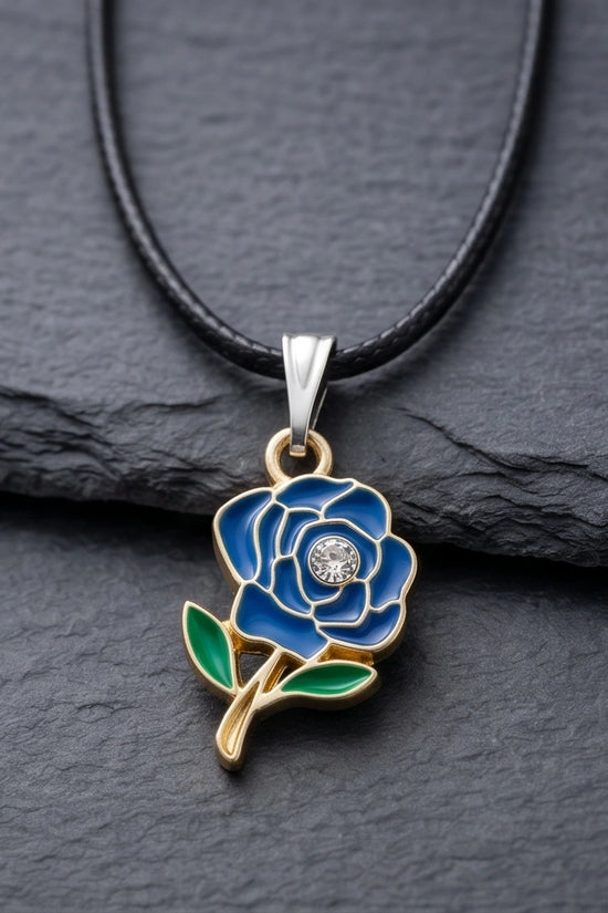 Royal Blue Enchanted Rose Pendant