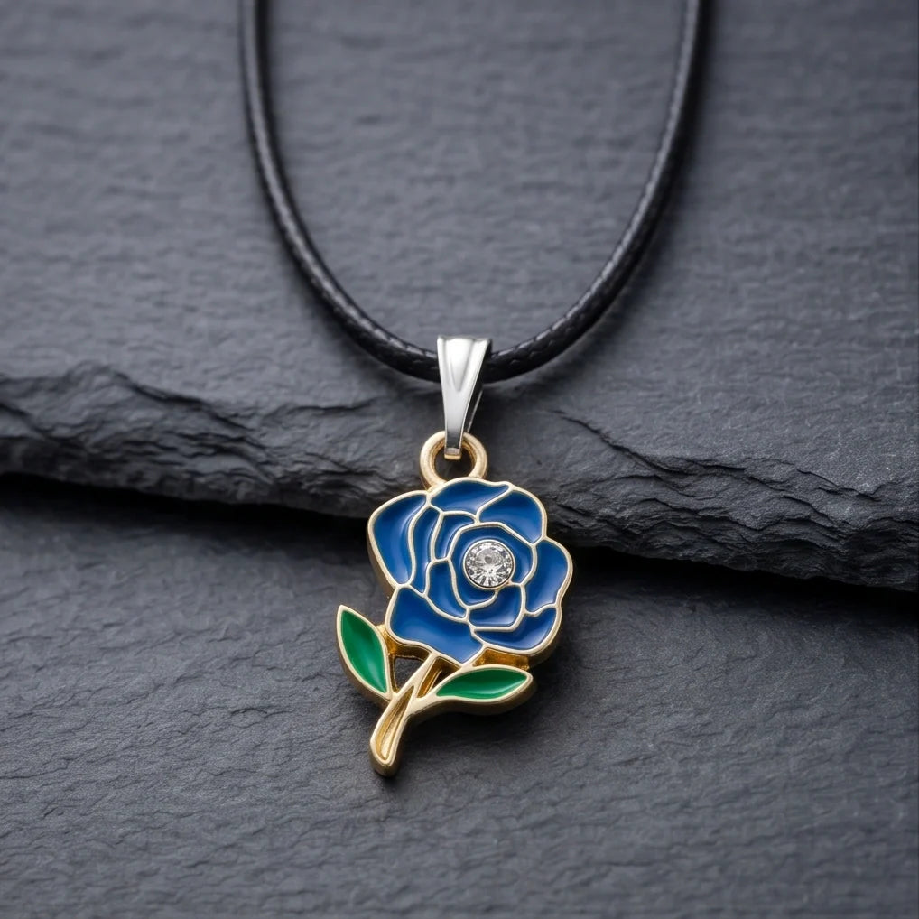 Royal Blue Enchanted Rose Pendant