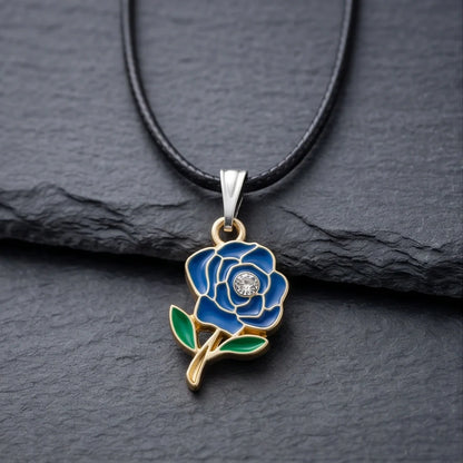 Royal Blue Enchanted Rose Pendant