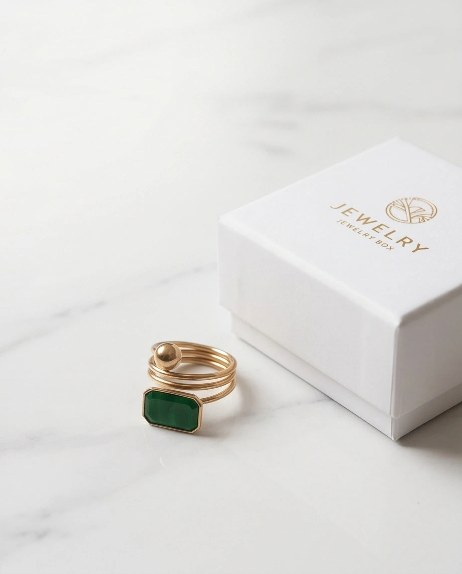 Golden Malachite Orbital Statement Ring