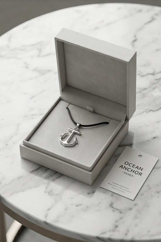 The Voyager: Minimalist Matte Silver Anchor Pendant Necklace
