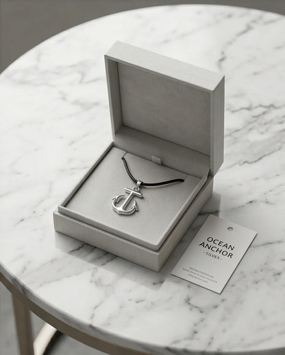 The Voyager: Minimalist Matte Silver Anchor Pendant Necklace