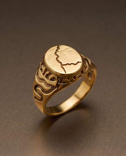 Fissure Medallion Gold Signet Ring
