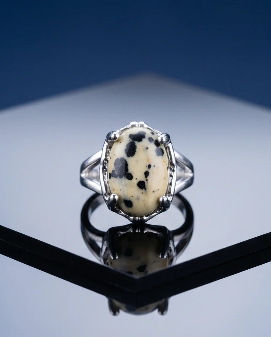 Wild Splendor Dalmatian Jasper Ring