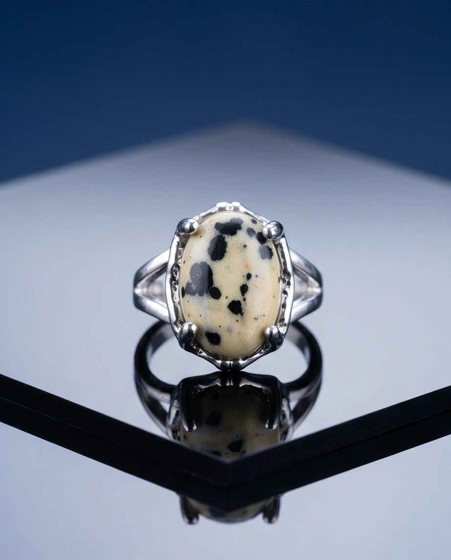 Wild Splendor Dalmatian Jasper Ring