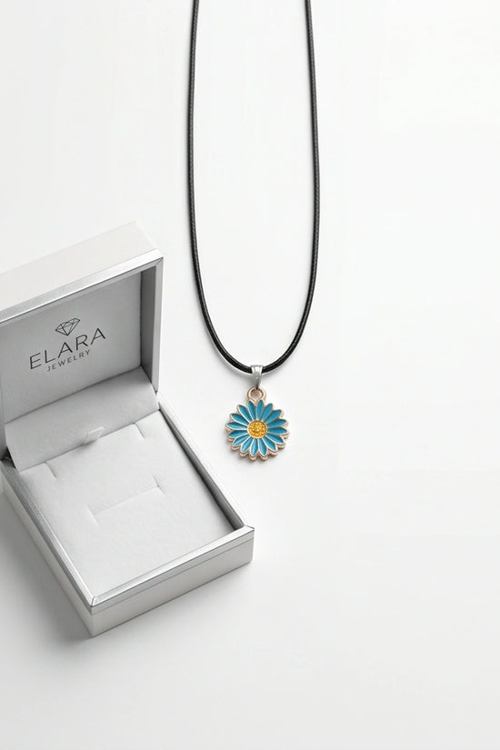 Gold and Turquoise Blue Daisy Necklace