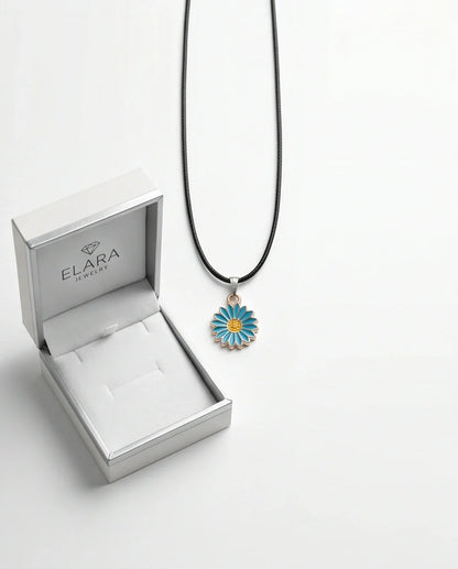 Gold and Turquoise Blue Daisy Necklace