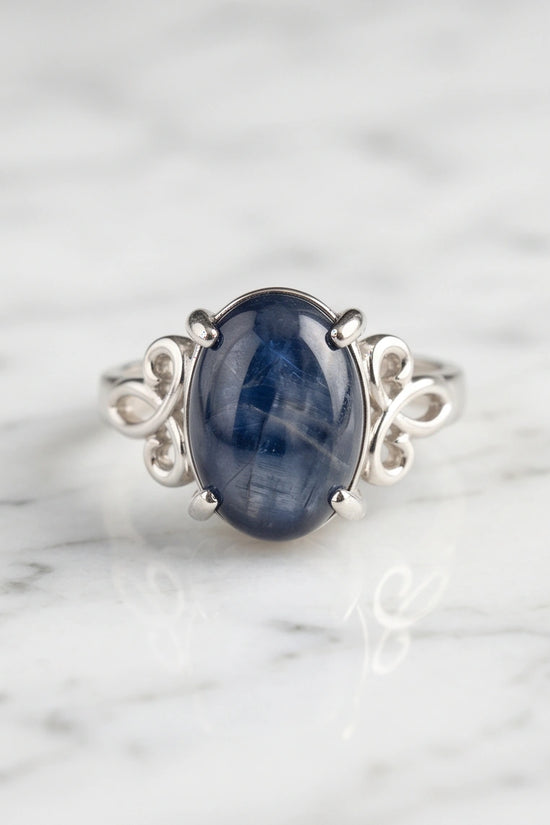 Silver Sapphire Filigree Ring