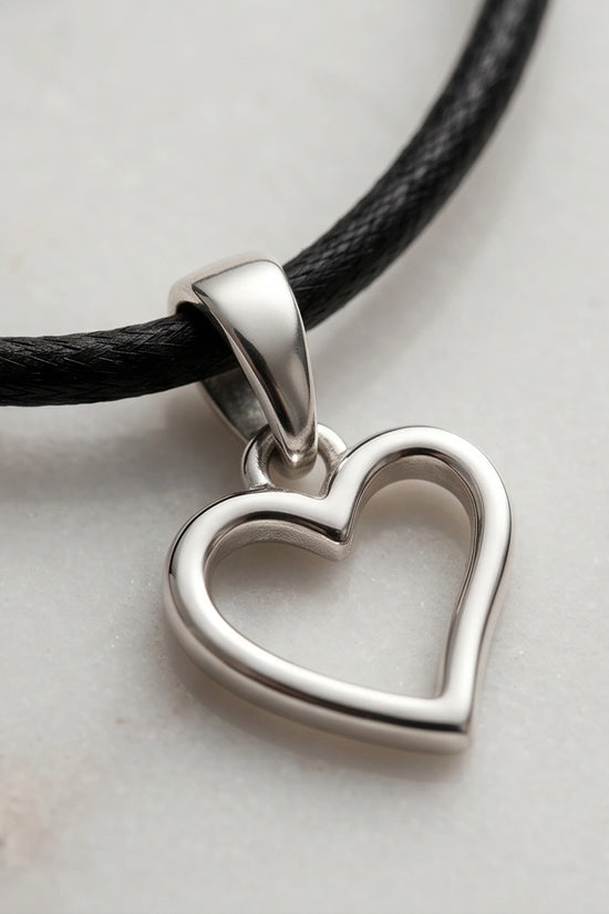 Silver Polished Open Heart Necklace